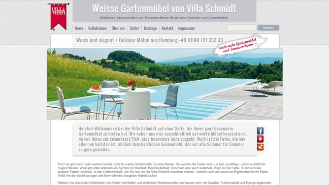 Webdesign · Hamburg | Kunde · Villa Schmidt GmbH | Weiße Gartenmöbel Website
